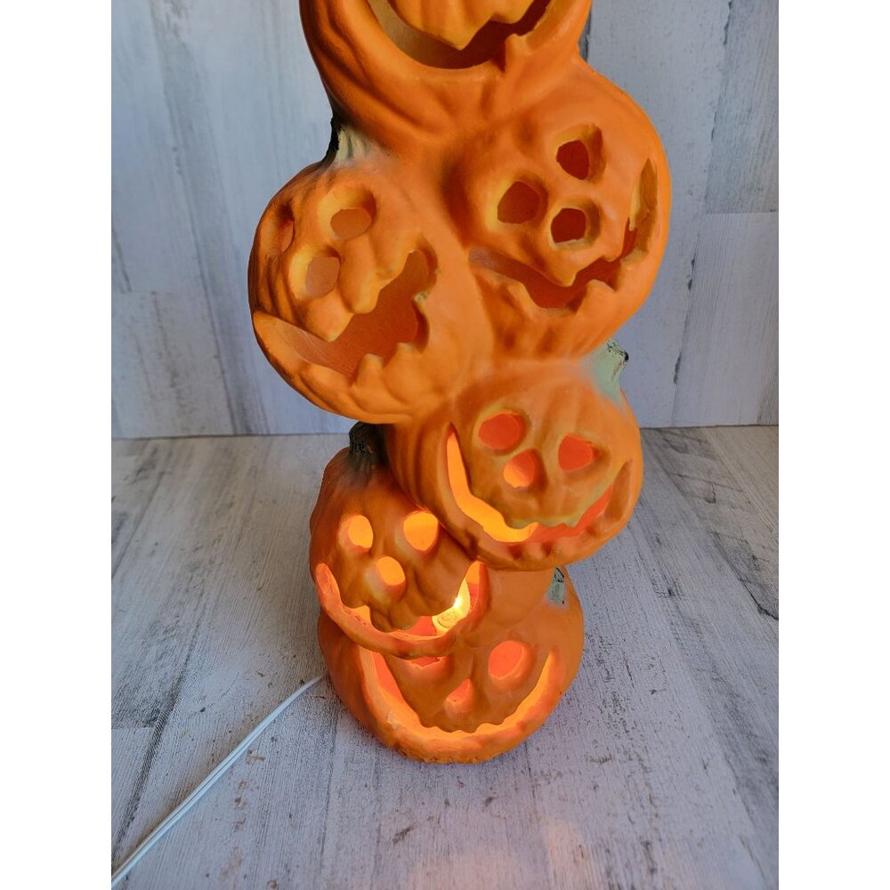 Gemmy pumpkin stack Halloween light up home decor prop Styrofoam - Picture 5 of 10